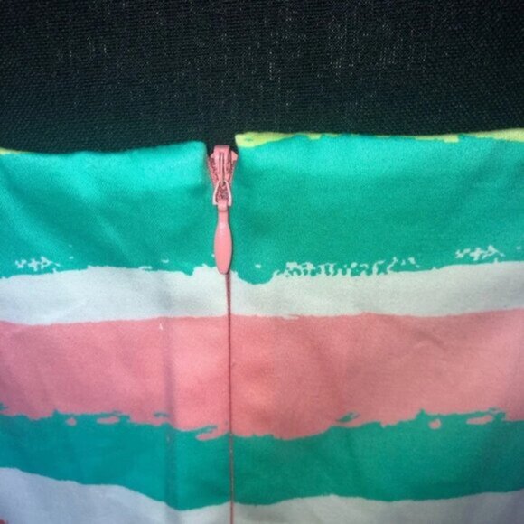 Vineyard Vines Strapless Dress 4 Stripes Pink Green White Back  Zipper Mini - Picture 10 of 16